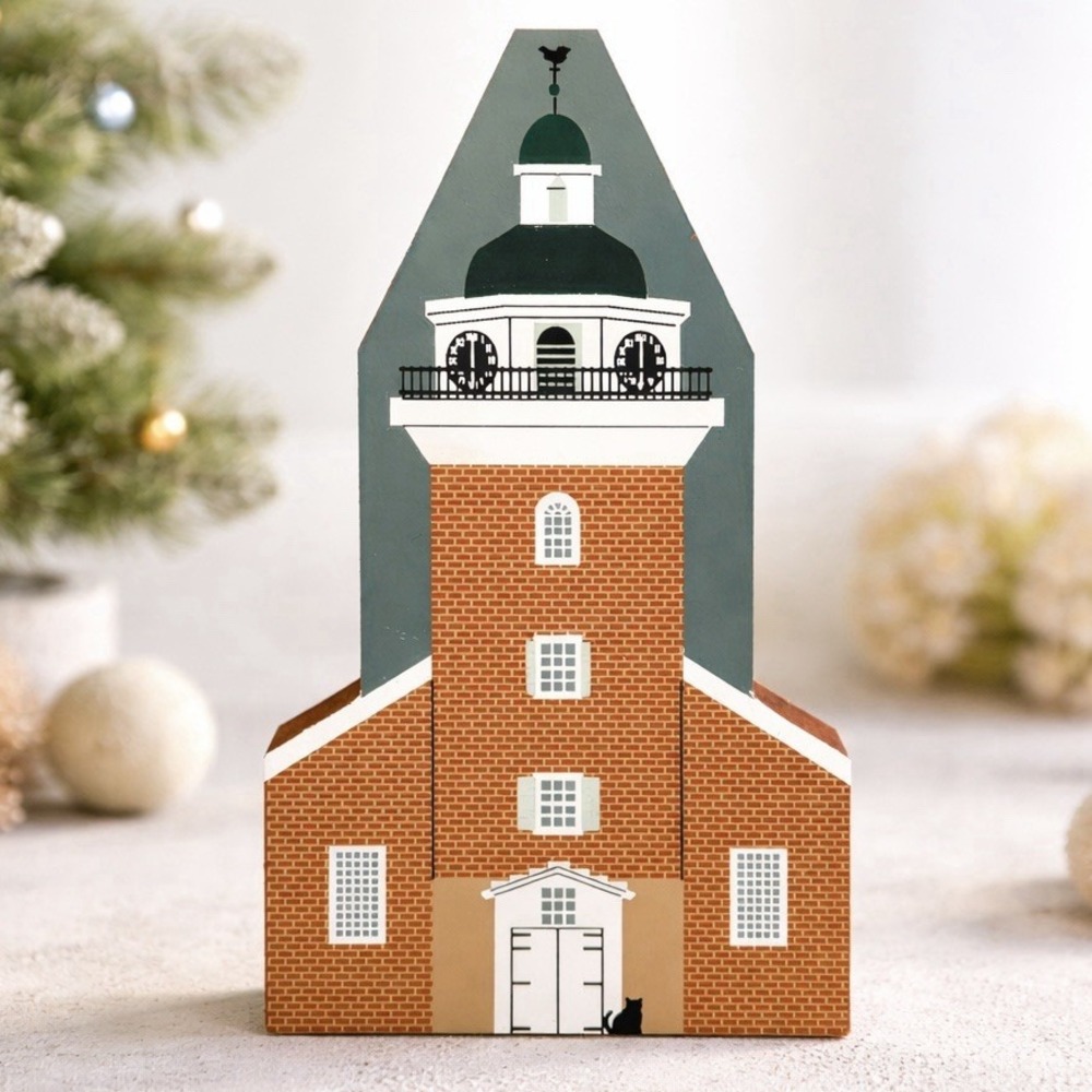 1993 The Cat's Meow St. John's Lutheran Church PA House Wood Shelf Sitter 7"